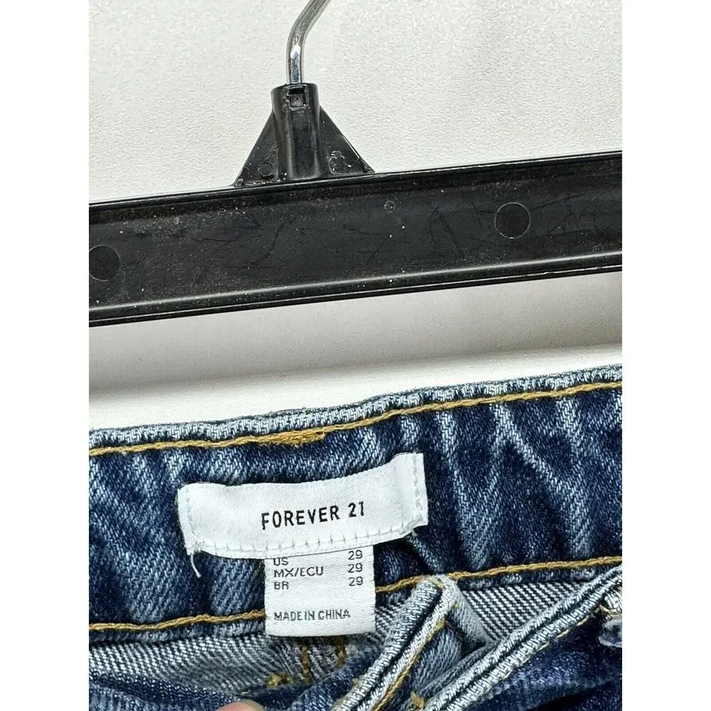 FOREVER 21 WOMEN'S JEAN SHORTS SIZE 29 blue WASH DENIM CUT OFF DISTRESSED‎